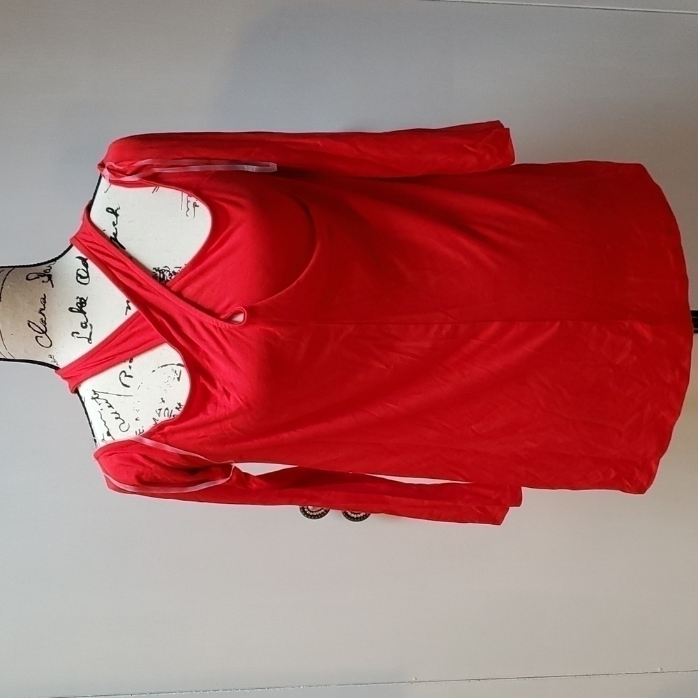 Boutique Red Cut Out Top Edgy Soft Mod Halter Sz.Medium